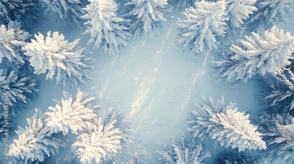 Aerial View of Snow-Covered Pines in Winter Wonderland. AI Generated Aerial View of Snow-Covered Pines in Winter Wonderland. AI Generated