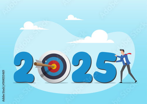 businessman changing year to 2025 target