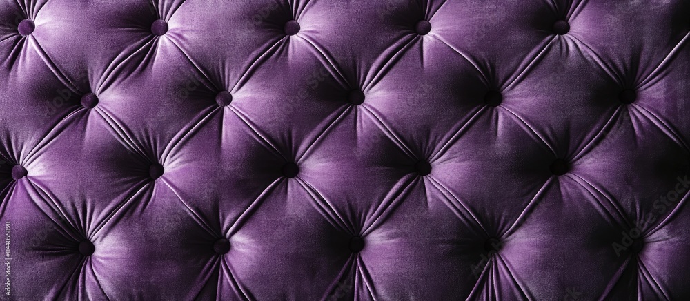 Fototapeta premium Purple velour quilted sofa upholstery featuring a sophisticated button design ideal for luxury home decor and classic interior aesthetics
