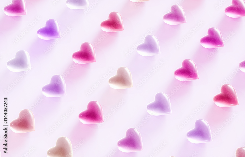 Abstract Valentine's day pattern background with candy hearts. 3d rendering Abstract Valentine's day pattern background with candy hearts. 3d rendering