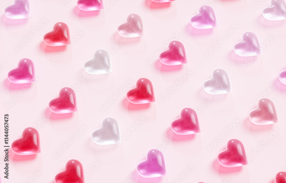 Abstract Valentine's day pattern background with candy hearts. 3d rendering Abstract Valentine's day pattern background with candy hearts. 3d rendering