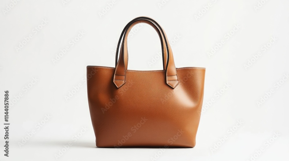 Stylish brown leather handbag on a white background for fashion and accessories marketing photography. Stylish brown leather handbag on a white background for fashion and accessories marketing photography.