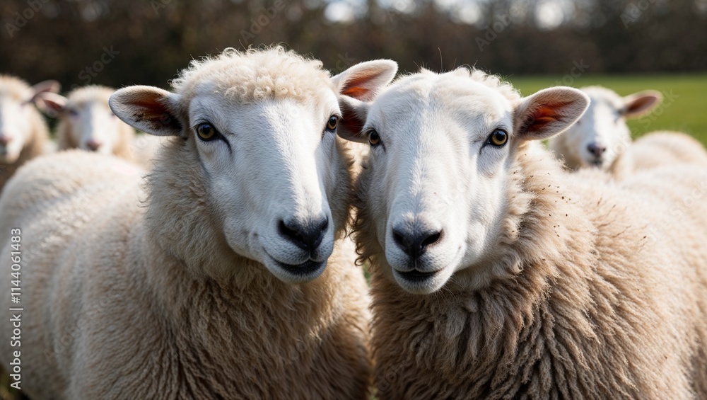 Black and White Sheep Symbolizing Love, Capturing the Harmony and Contrast of Two Unique Creatures in a Beautiful, Heartwarming Concept of Connection Black and White Sheep Symbolizing Love, Capturing the Harmony and Contrast of Two Unique Creatures in a Beautiful, Heartwarming Concept of Connection