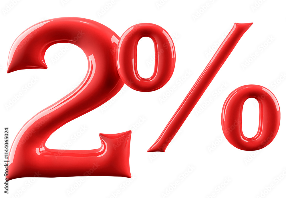 2 Percent Off Discount Number Glossy Red 2 Percent Off Discount Number Glossy Red