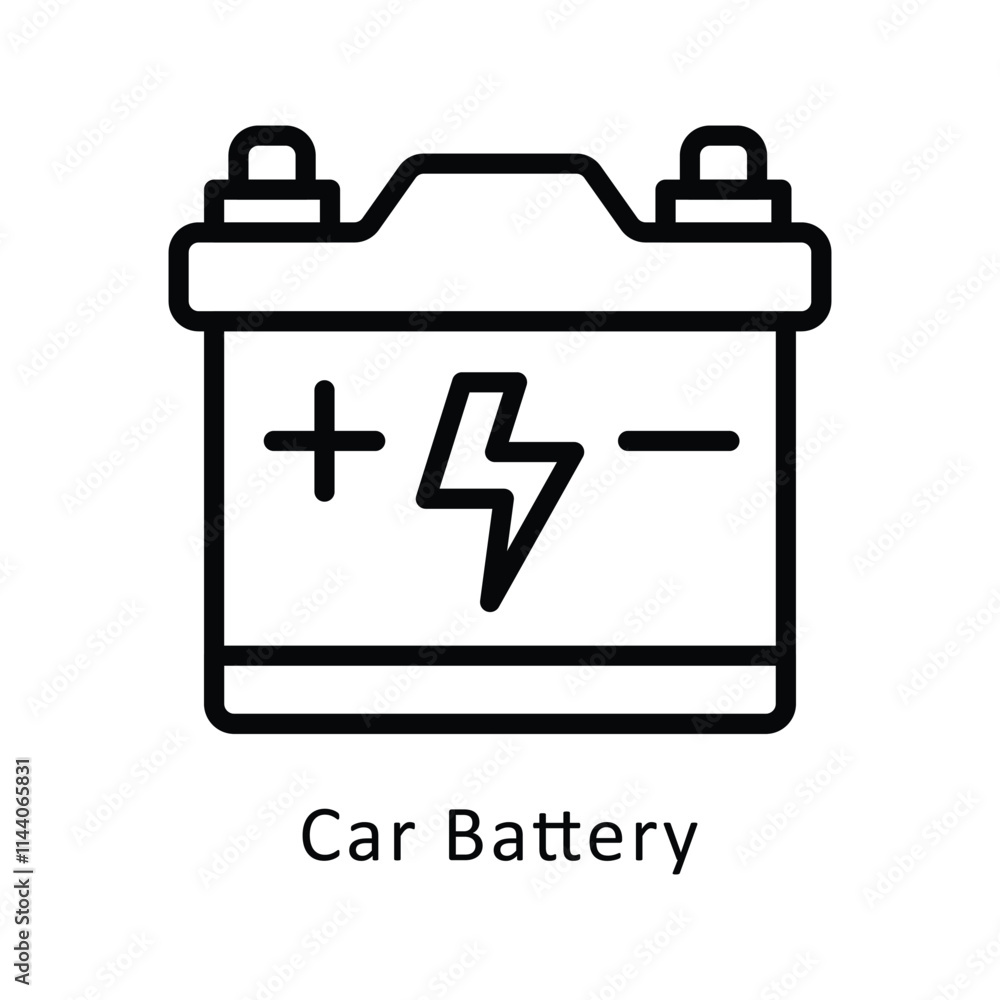 Car Battery Vector Outline Icon. Eps 10 File Car Battery Vector Outline Icon. Eps 10 File