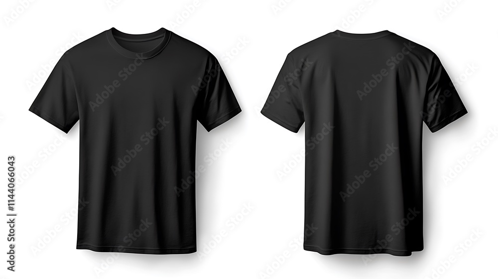 Black T-shirt Mockup Photo Front and Back Views White Background. AI Generated Black T-shirt Mockup Photo Front and Back Views White Background. AI Generated