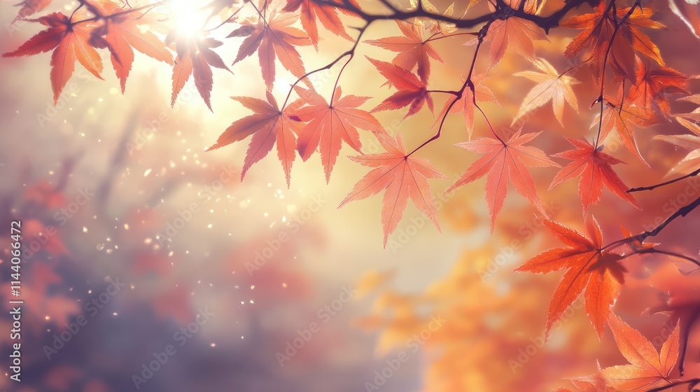 Sunlit golden maple leaves in autumn showcasing vibrant colors and soft bokeh effects for a serene nature background image. Sunlit golden maple leaves in autumn showcasing vibrant colors and soft bokeh effects for a serene nature background image.