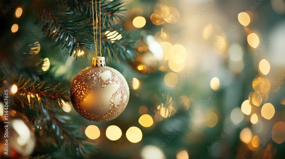 Golden bokeh background with festive ornaments creating a warm holiday atmosphere for celebrations and seasonal decorations Golden bokeh background with festive ornaments creating a warm holiday atmosphere for celebrations and seasonal decorations