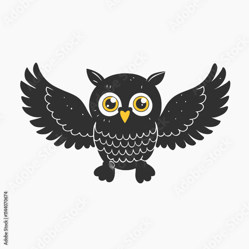 Set of Owl silhouette, cartoon cute owl sitting on branch switch Board Wall decal Sticker, wall art decor, kids wall artwork isolated on white background