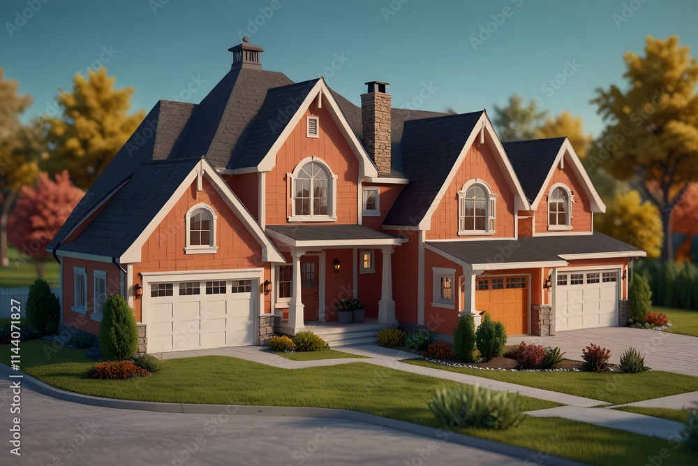 Obraz premium Real estate video marketing in cute 3d animation style