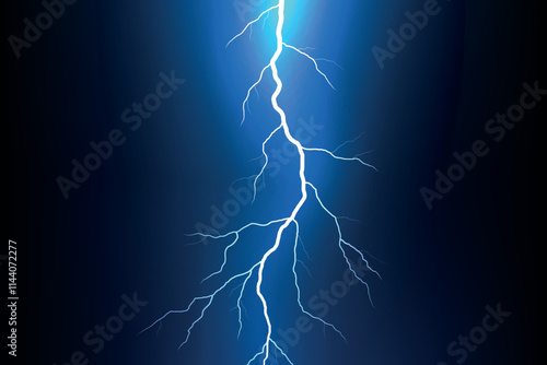 Bright Lightning Bolt on Deep Blue Background