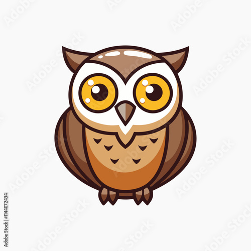 Cute owls wild forest birds, flat vector illustration isolated on white background. Owl and eagle-owl characters bundle photo