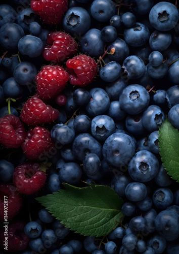 Blueberry and raspberry background