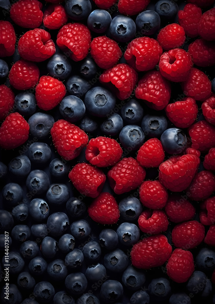 Blueberries and raspberries background Blueberries and raspberries background