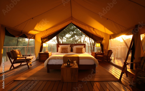 Luxurious glamping retreat amidst serene countryside beauty