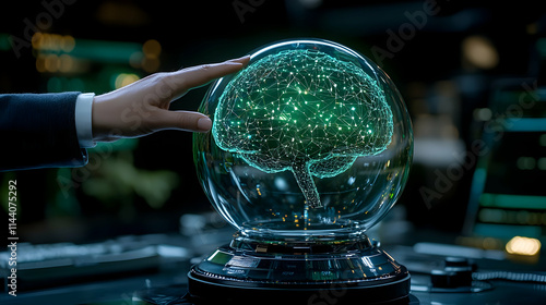 Wallpaper Mural Big Data. neural network in digital form. A businesswoman's hand touching Introduction of artificial intelligence. The future of cyberspace. Science and innovation of technology Torontodigital.ca