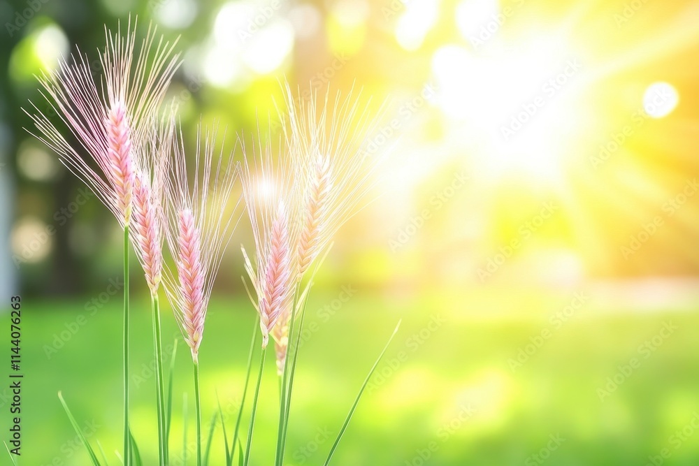 Pink grass flowers in sunlight. Pink grass flowers in sunlight.
