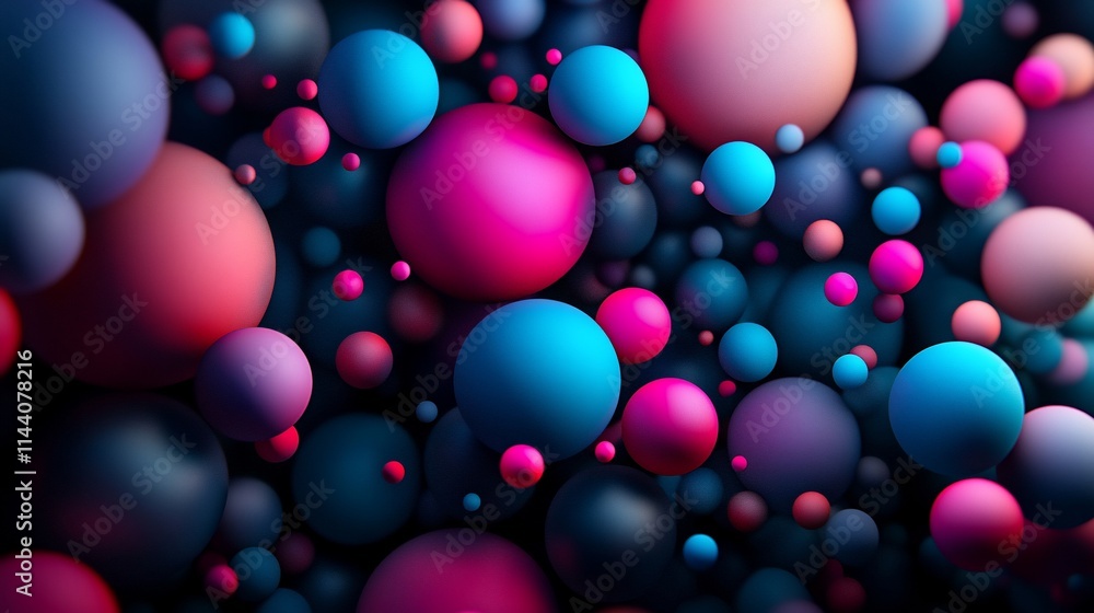 Abstract composition of colorful spheres in a dark background. Abstract composition of colorful spheres in a dark background.