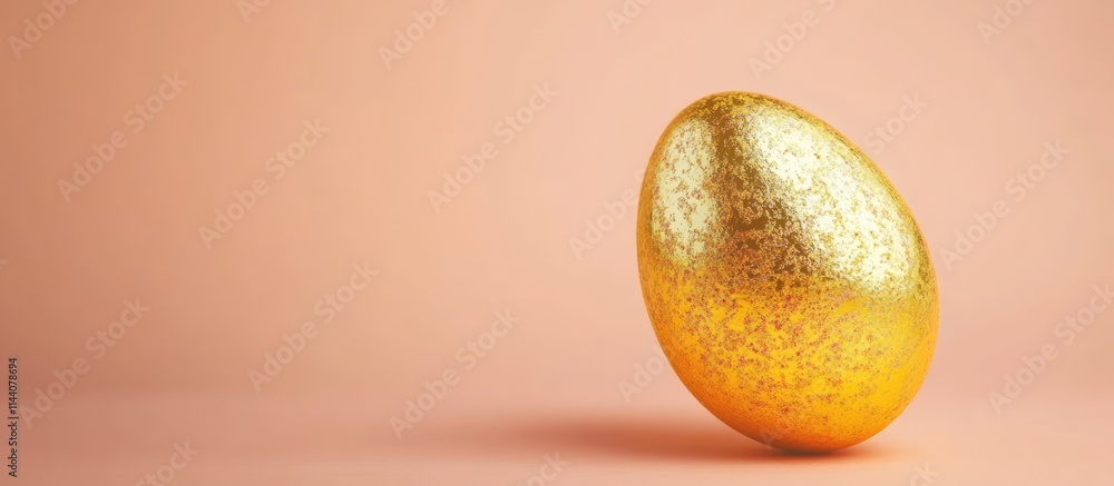 Trendy gold Easter egg on soft peach background Minimalist design perfect for seasonal themes and festive celebrations Trendy gold Easter egg on soft peach background Minimalist design perfect for seasonal themes and festive celebrations