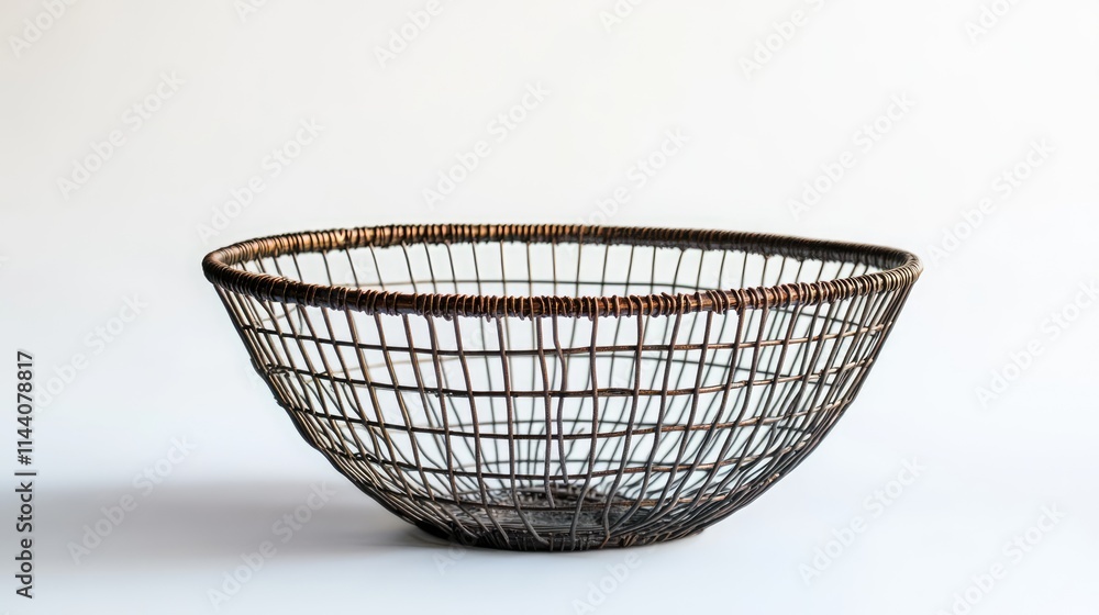 Obraz premium Handmade wire basket design isolated on white background for home decor or organization purposes