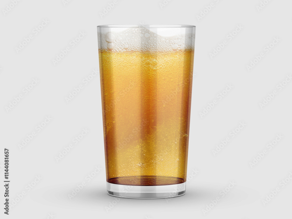 Pint glass mockup for beer on isolated white background, 3d illustration Pint glass mockup for beer on isolated white background, 3d illustration