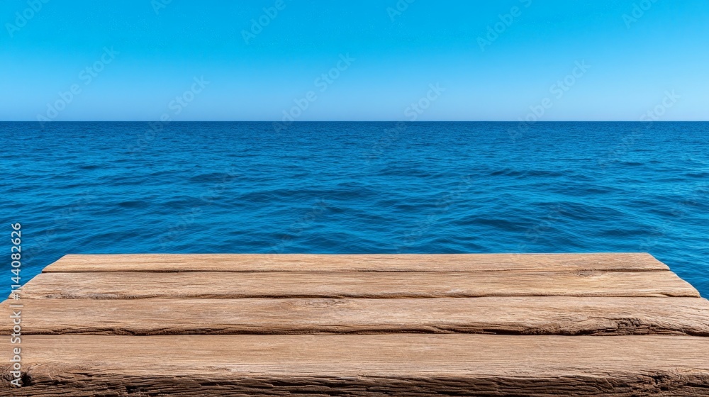 Wooden Dock Overlooking the Horizon: A weathered wooden dock extends into the vast expanse of the ocean, inviting viewers to envision the possibilities that lie ahead. Wooden Dock Overlooking the Horizon: A weathered wooden dock extends into the vast expanse of the ocean, inviting viewers to envision the possibilities that lie ahead.