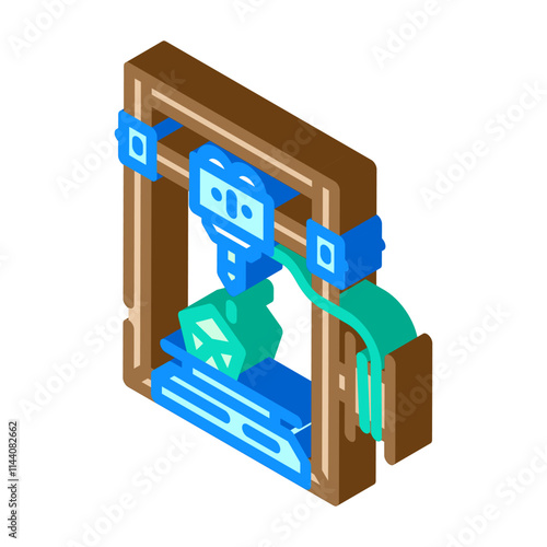 3d printing machine industry 4 isometric icon vector. 3d printing machine industry 4 sign. isolated symbol illustration