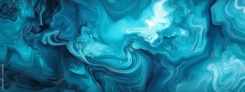 Obraz premium Captivating Fluid Waves and Aqua Gradient with Glowing Luminescence