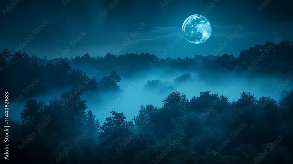 A full moon is seen over a forest at night. AI Generated A full moon is seen over a forest at night. AI Generated