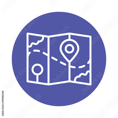 Road Map Vector Circle Outline Icon. Eps 10 file 