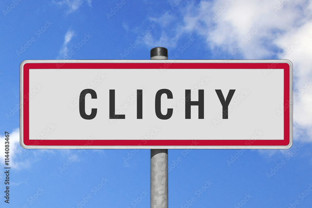 CLICHY panneau entrée agglomération, (symbolique) CLICHY panneau entrée agglomération, (symbolique)