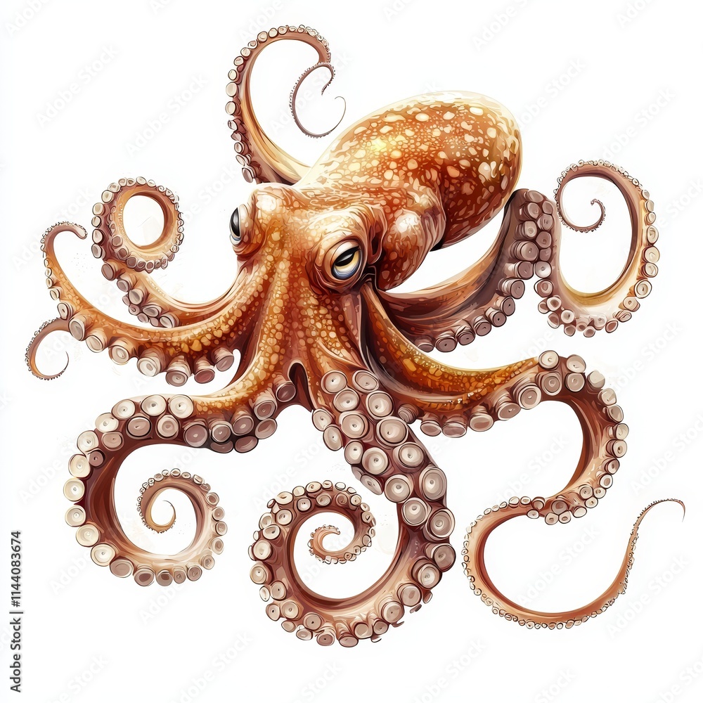 Obraz premium Curious Octopus Underwater Showcasing Vibrant Aquatic Life