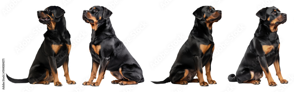 Fototapeta premium Rottweilers sitting various poses transparent background