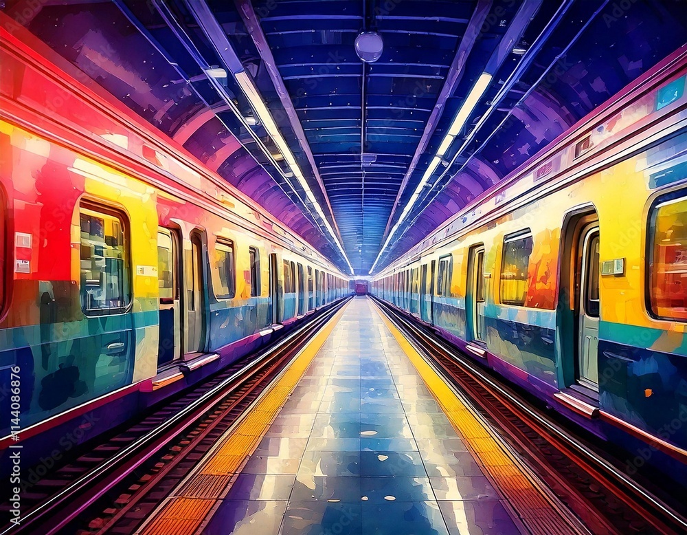 underground subway watercolor artwork background design