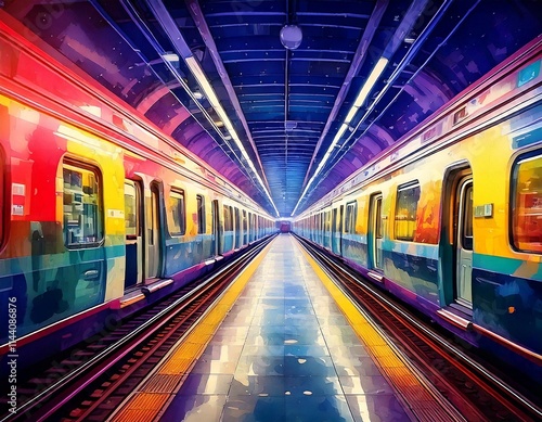Obraz na płótnie underground subway watercolor artwork background design w salonie