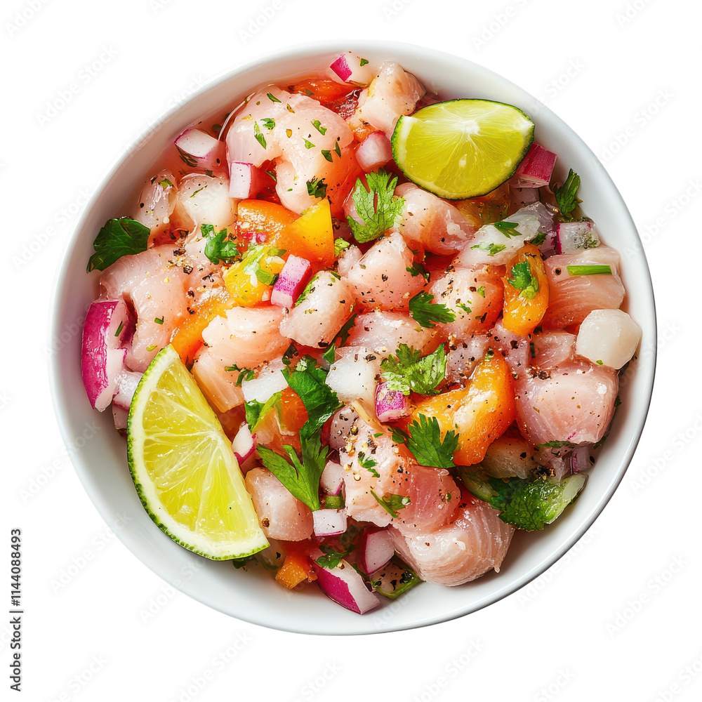 Delicious Ceviche Isolated on White Background for Culinary Use Transparent Background Delicious Ceviche Isolated on White Background for Culinary Use Transparent Background