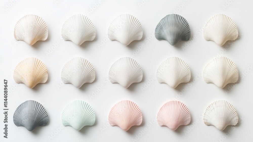 Minimalist Collection of Smooth Seashells in Soft Pastel Tones Minimalist Collection of Smooth Seashells in Soft Pastel Tones