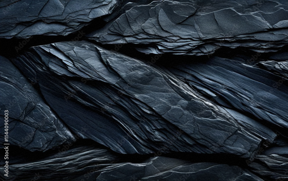 Close-up of layered slate rock textures with a bold contrast of light and shadow, capturing the essence of rugged natural beauty and timeless geological formations. Close-up of layered slate rock textures with a bold contrast of light and shadow, capturing the essence of rugged natural beauty and timeless geological formations.