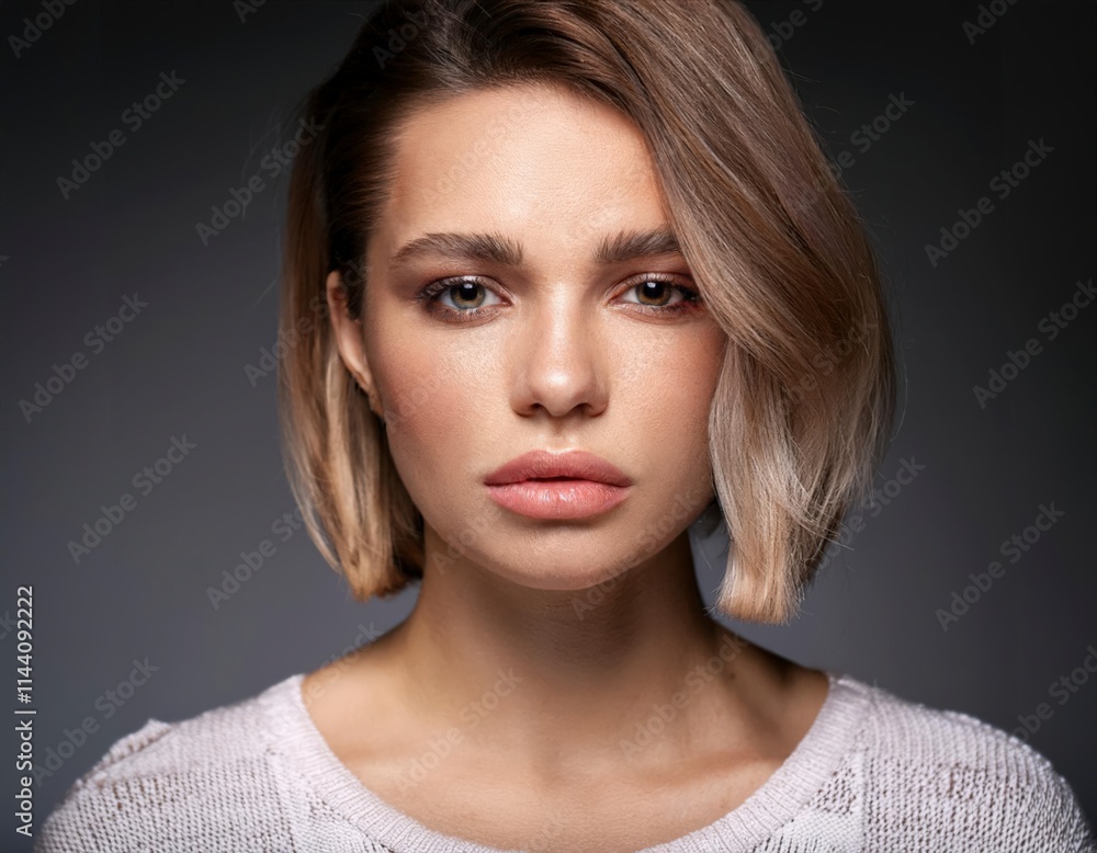 short hair attractive woman portrait short hair attractive woman portrait