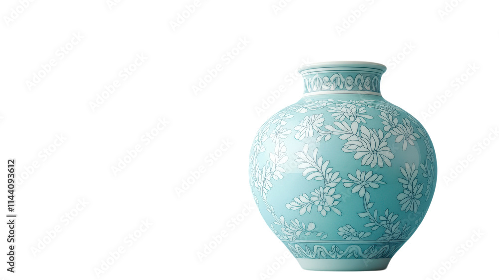 Beautiful Decorative Ceramic Vase on a Soft Blue Background - Perfect for Home Decor and Interior Design. Beautiful Decorative Ceramic Vase on a Soft Blue Background - Perfect for Home Decor and Interior Design.