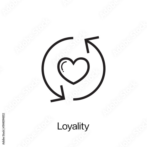 Loyality linear icon and illustration of a line symbol. Line Loyality icon isolated on white background. Thin stroke sign can be used for web, mobile and UI. vector illustration