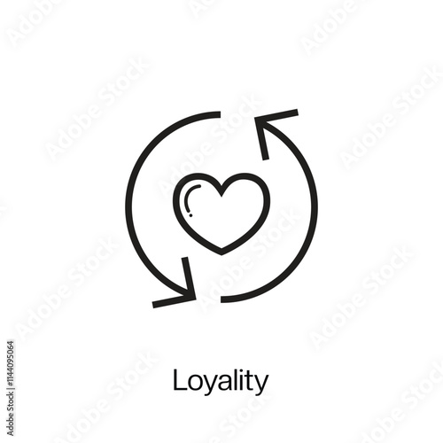Loyality linear icon and illustration of a line symbol. Line Loyality icon isolated on white background. Thin stroke sign can be used for web, mobile and UI. vector illustration