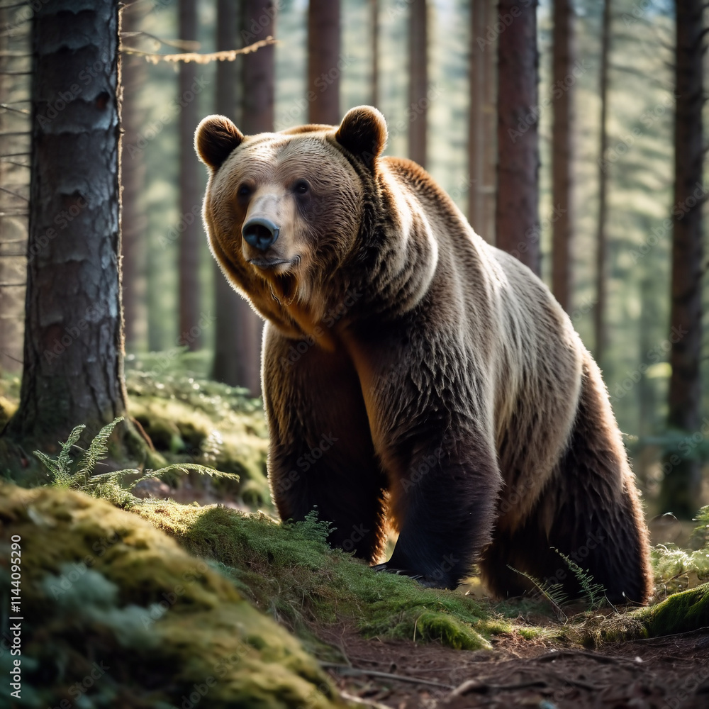 Säugetiere - Wildtier: Bär in natürlicher Waldumgebung Säugetiere - Wildtier: Bär in natürlicher Waldumgebung