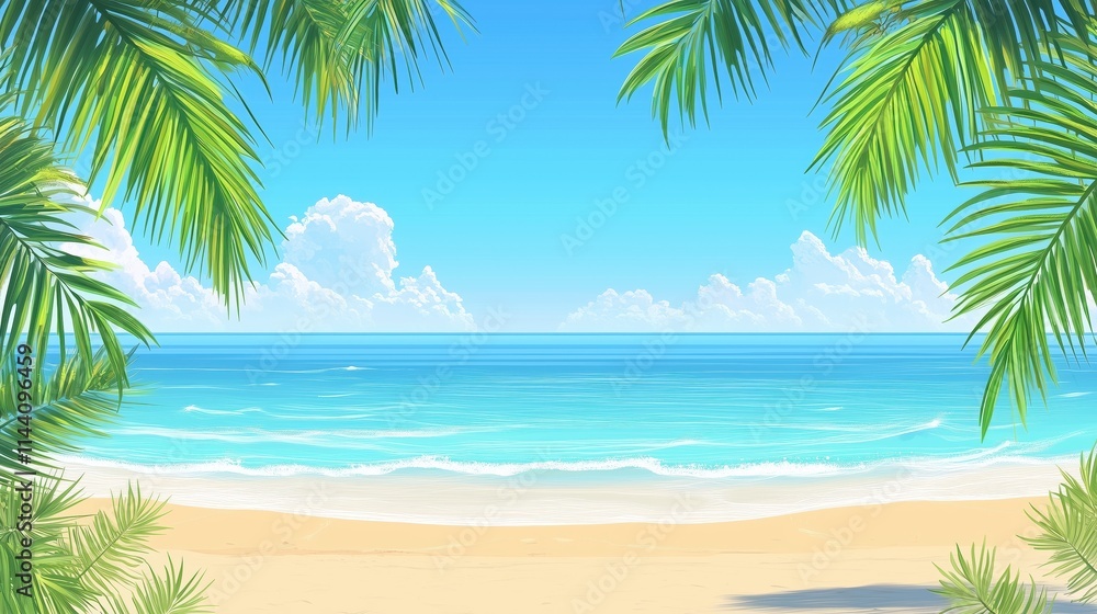 A stunning view of the sandy beach with palm trees and a clear blue sky, showcasing the beauty of summer in tropical areas
A stunning view of the sandy beach with palm trees and a clear blue sky, showcasing the beauty of summer in tropical areas