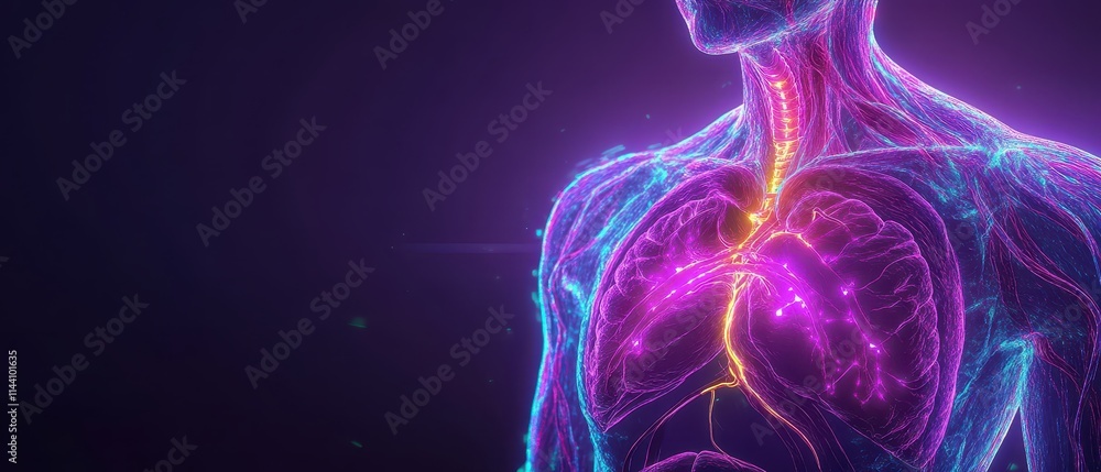 Abstract neon art of a chest with glowing veins, symbolizing throbbing pain and internal struggles Abstract neon art of a chest with glowing veins, symbolizing throbbing pain and internal struggles