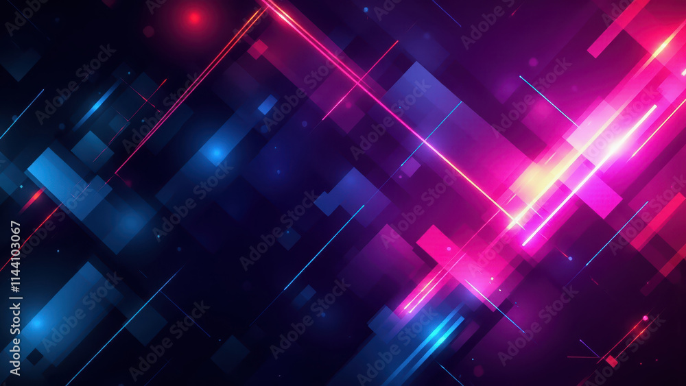 Vibrant neon lights and geometric shapes creating dynamic abstract background Vibrant neon lights and geometric shapes creating dynamic abstract background