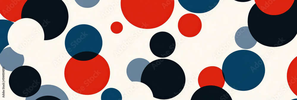 Aesthetic minimalist patterned background with rounded shapes, blue, red, white colors. Generative AI Aesthetic minimalist patterned background with rounded shapes, blue, red, white colors. Generative AI