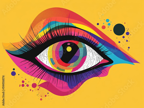 abstract background with colorful eyes photo