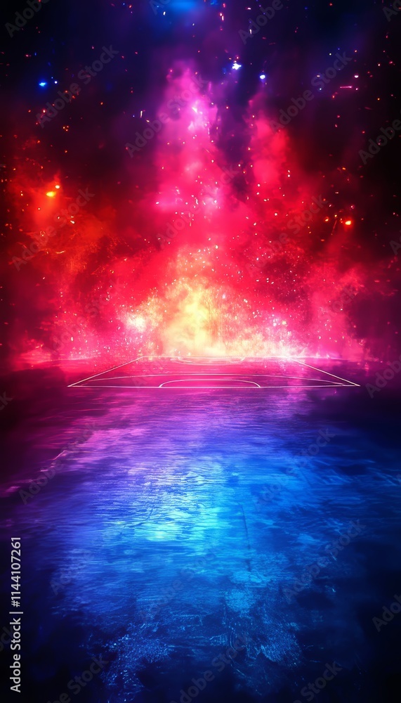 Cosmic Ocean, Nebula Reflection on Water, Vibrant Colors, Abstract Background, Digital Space Art. Cosmic Ocean, Nebula Reflection on Water, Vibrant Colors, Abstract Background, Digital Space Art.
