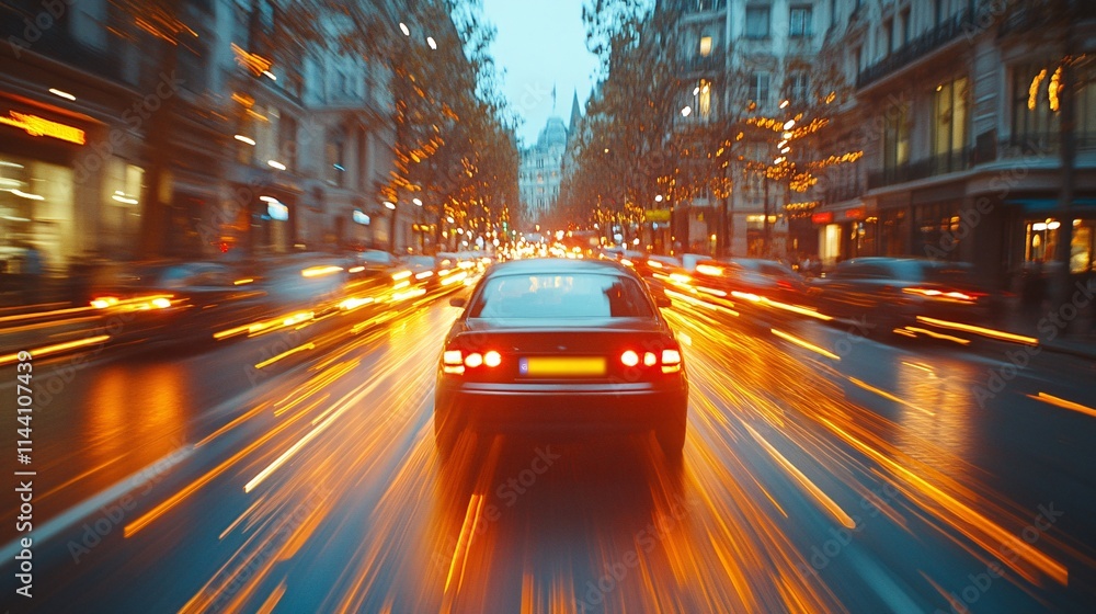 Blurred car light trails on a bustling city road at night, capturing the concept of dynamic transport and fast-paced, high-speed movement. Blurred car light trails on a bustling city road at night, capturing the concept of dynamic transport and fast-paced, high-speed movement.